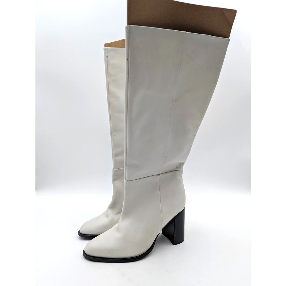 Seychelles Tall Block Heel Knee High Boots Women's Off White Size US7 EU37.5